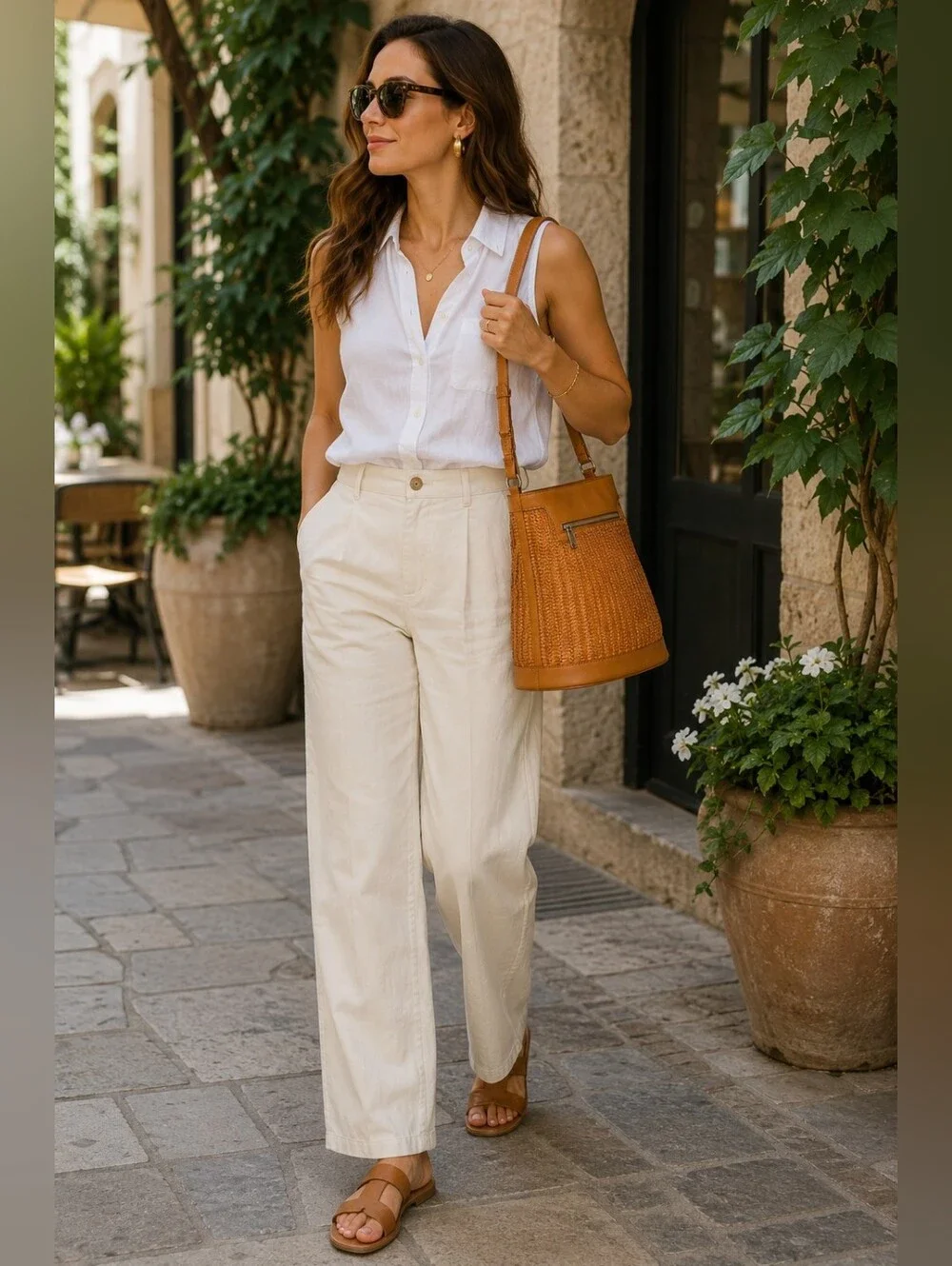 Urban Originals Woven Faux Leather Bucket Shoulder Bag Tan Brown Boho